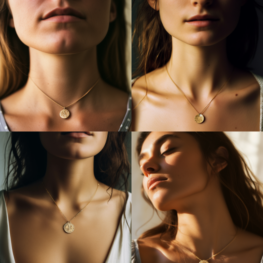 Women wearing gold medallions