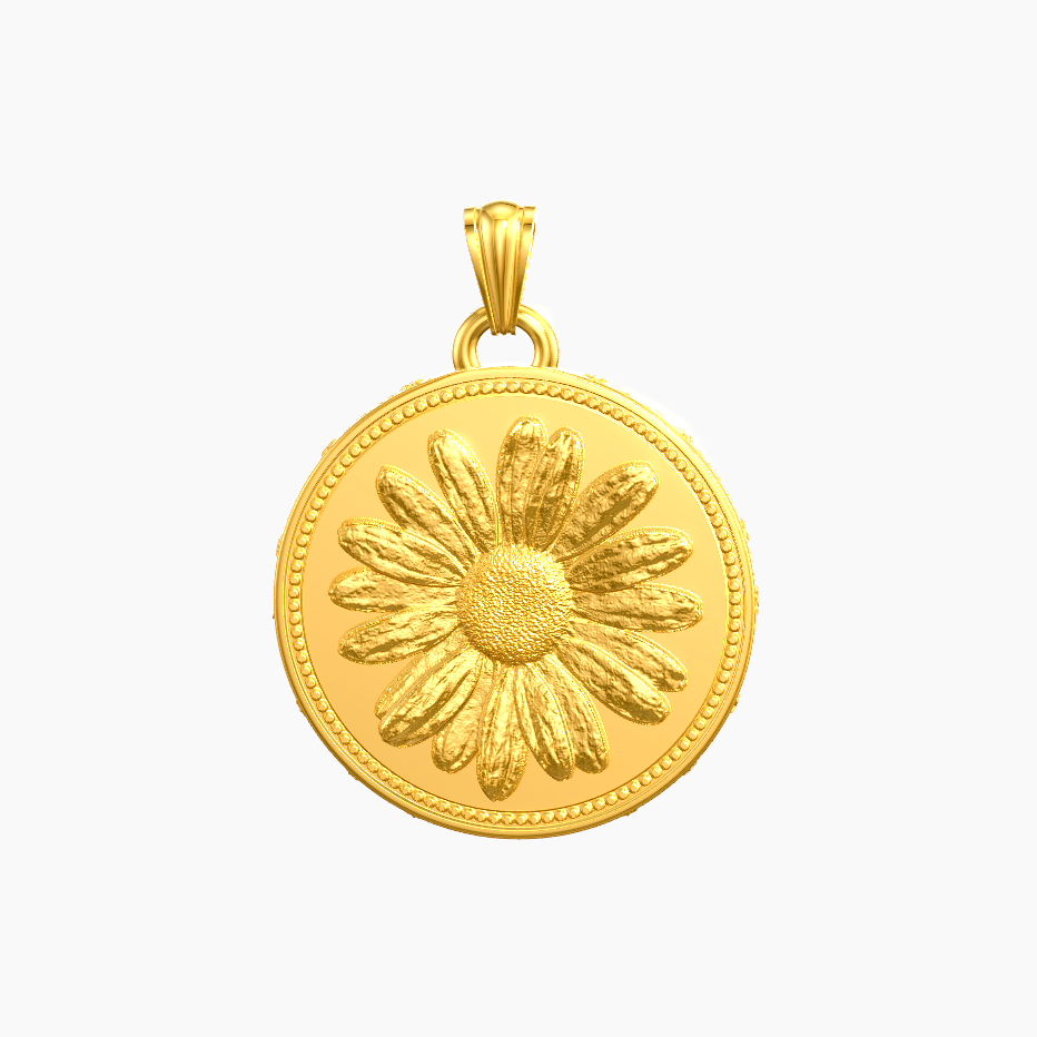 Margueritte medallion solid gold 18k on white background