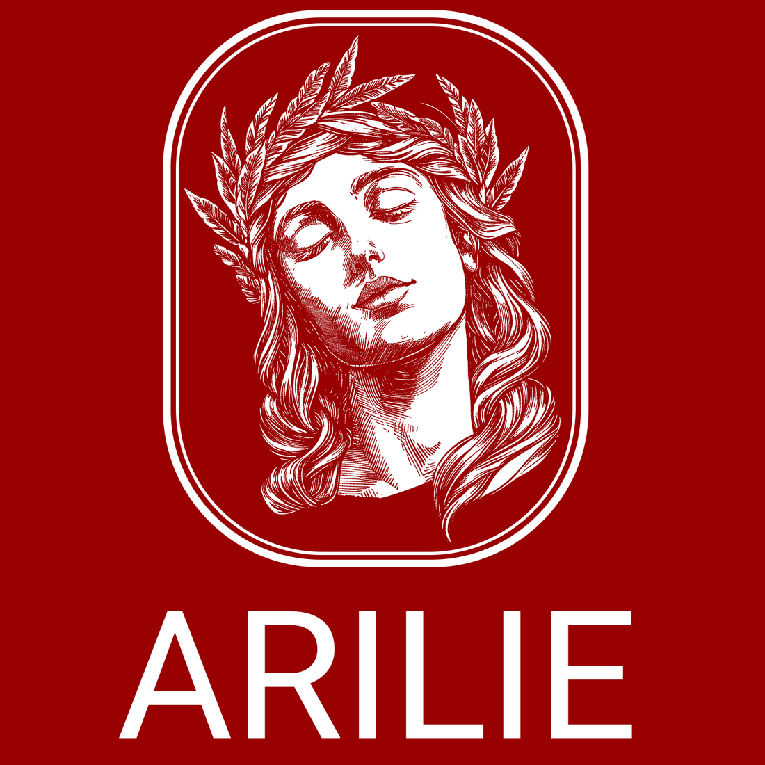 Arilie Logo in white on red background